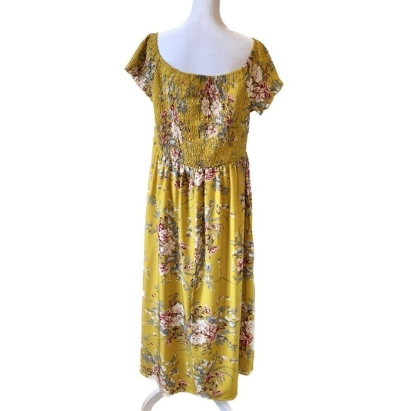 SHEIN Super Cute Off-the-shoulder Floral Summer Dress with Front Slit Size 2X - Picture 5 of 12